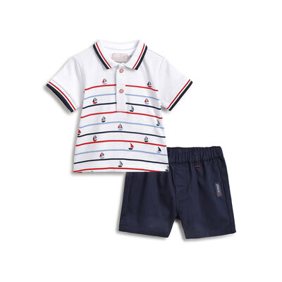 Boys Dark Blue Polo with Short Pants